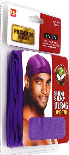 PREMIUM QUALITY COCONUT OIL TREATED SHINE SILKY DURAG WITH LONG TAIL (PURPLE) 